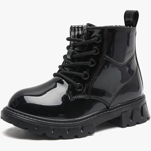 Toddler size 6 black lace up combat ankle boots with zipper - great condition! - Picture 3 of 7